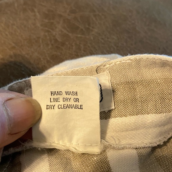 Cristina’s Women’s Linen Blend Striped Pants Sz 15/16 Vintage, side button - Picture 5 of 6